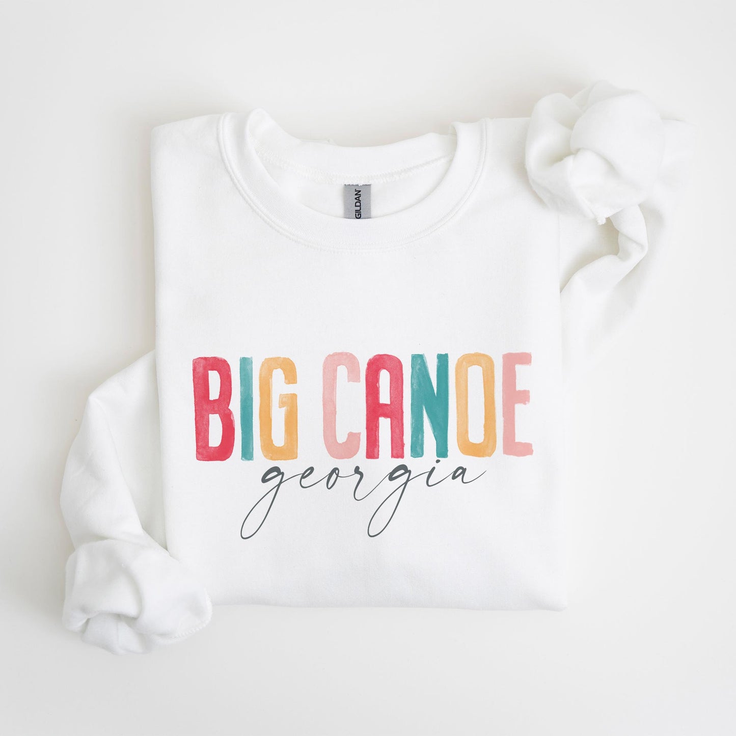 Gildan Sweatshirt White-Watercolor City Big Canoe Georgia -2