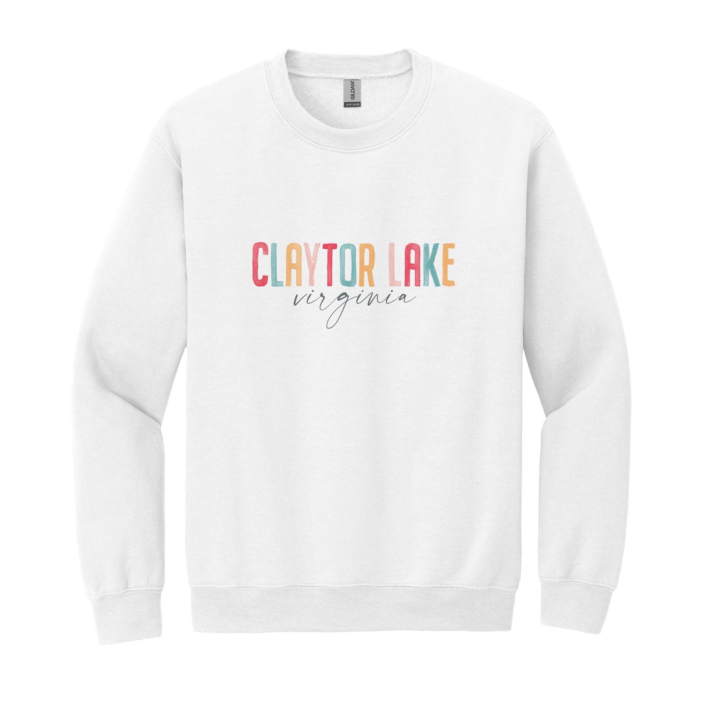 Gildan Sweatshirt White-Watercolor City Claytor Lake Virginia -0