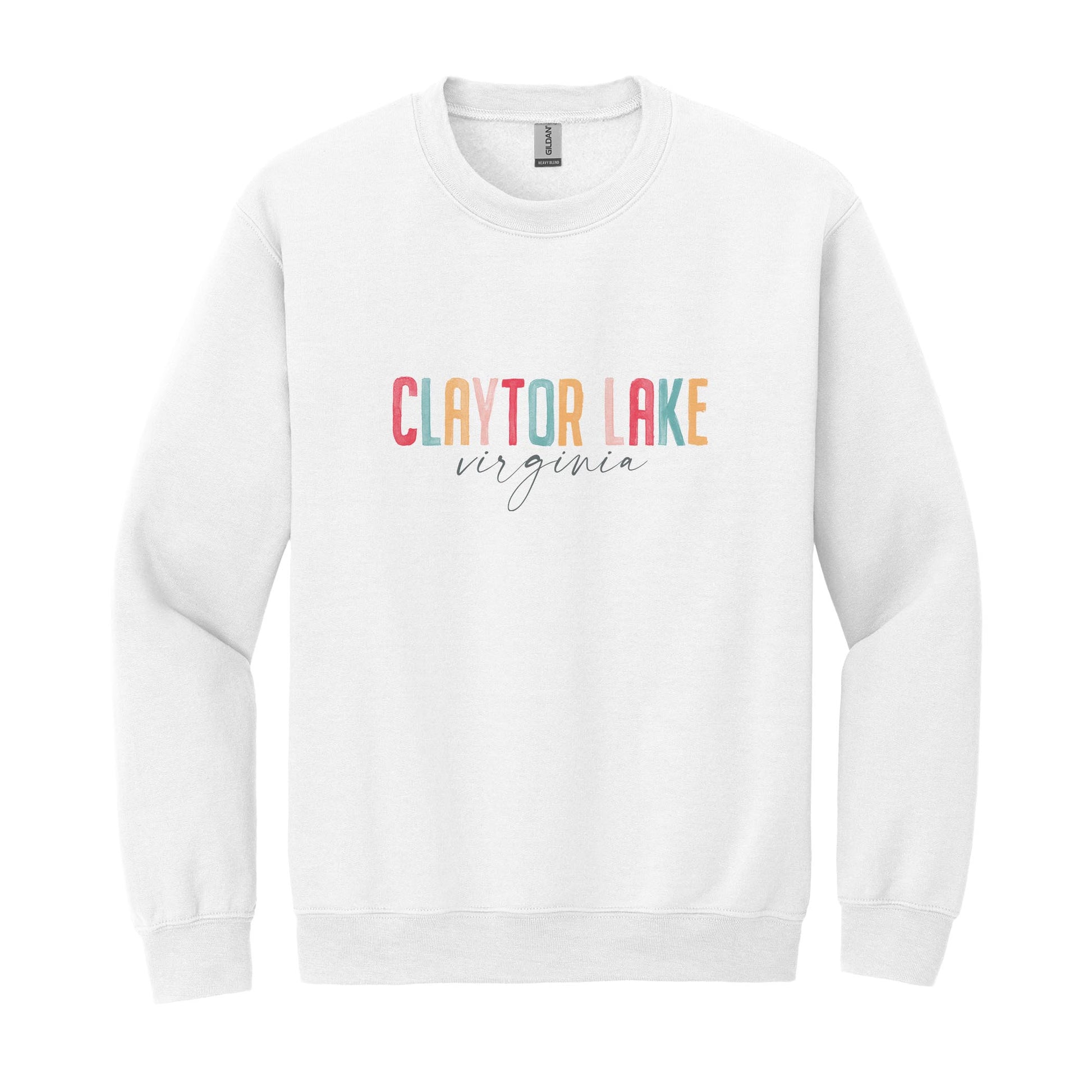 Gildan Sweatshirt White-Watercolor City Claytor Lake Virginia -0