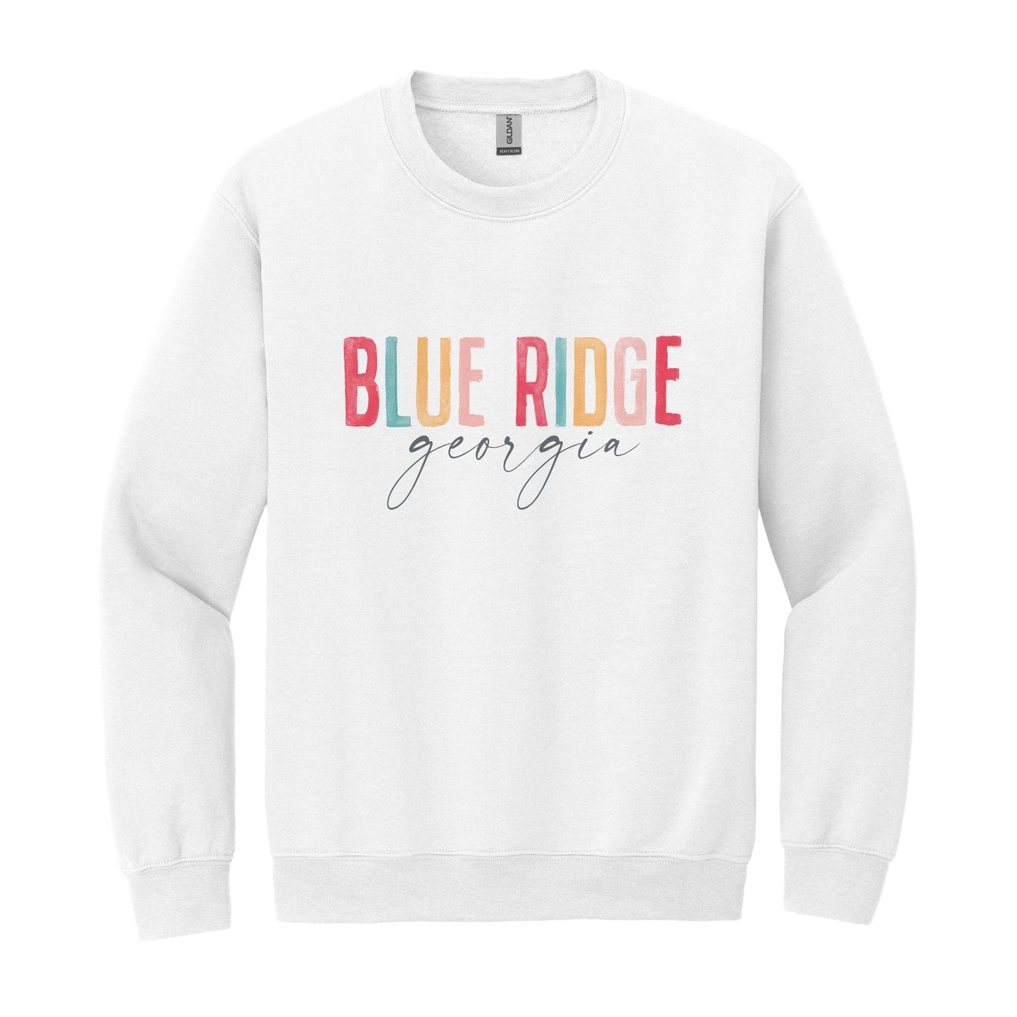 Gildan Sweatshirt White-Watercolor City Blue Ridge Georgia -0