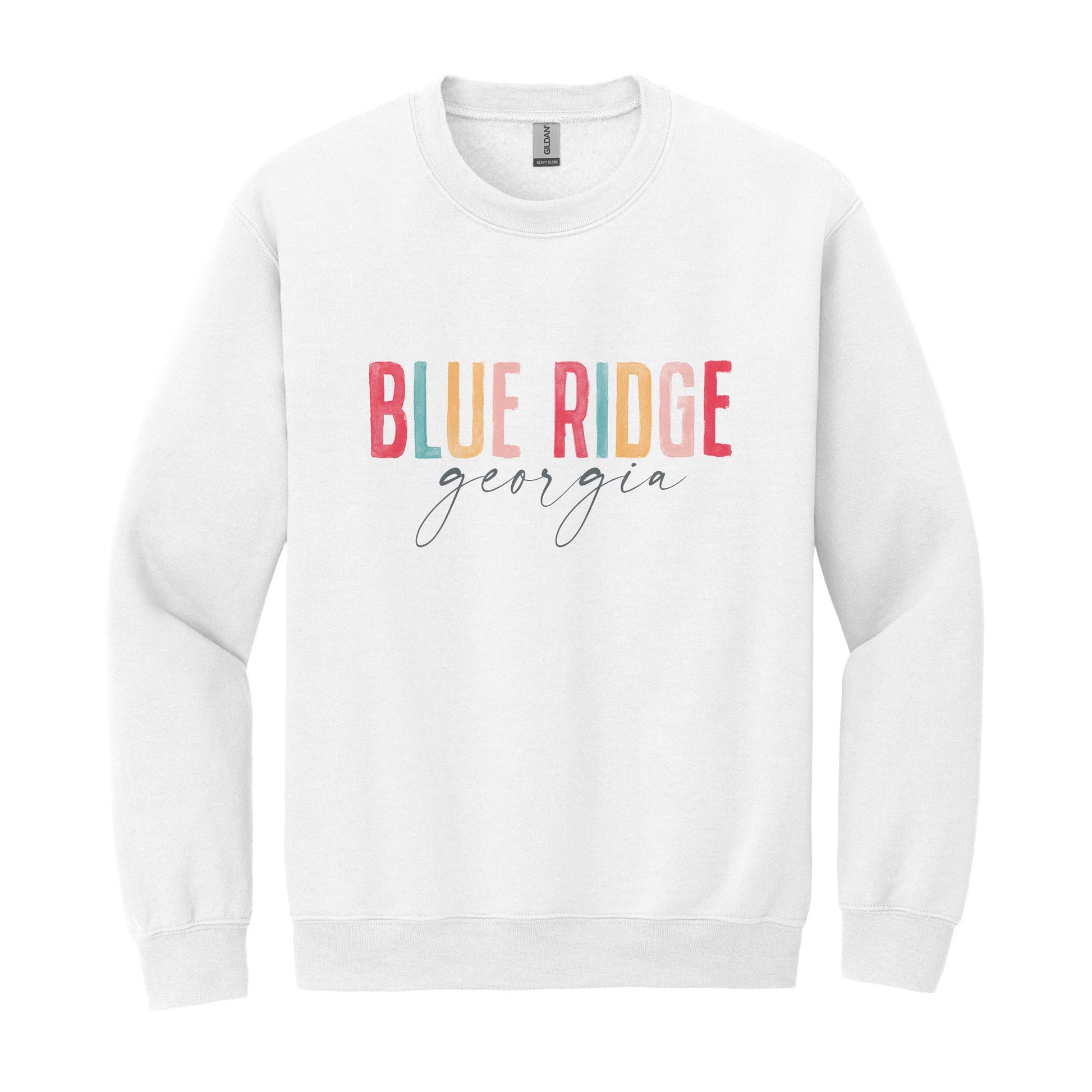 Gildan Sweatshirt White-Watercolor City Blue Ridge Georgia -0