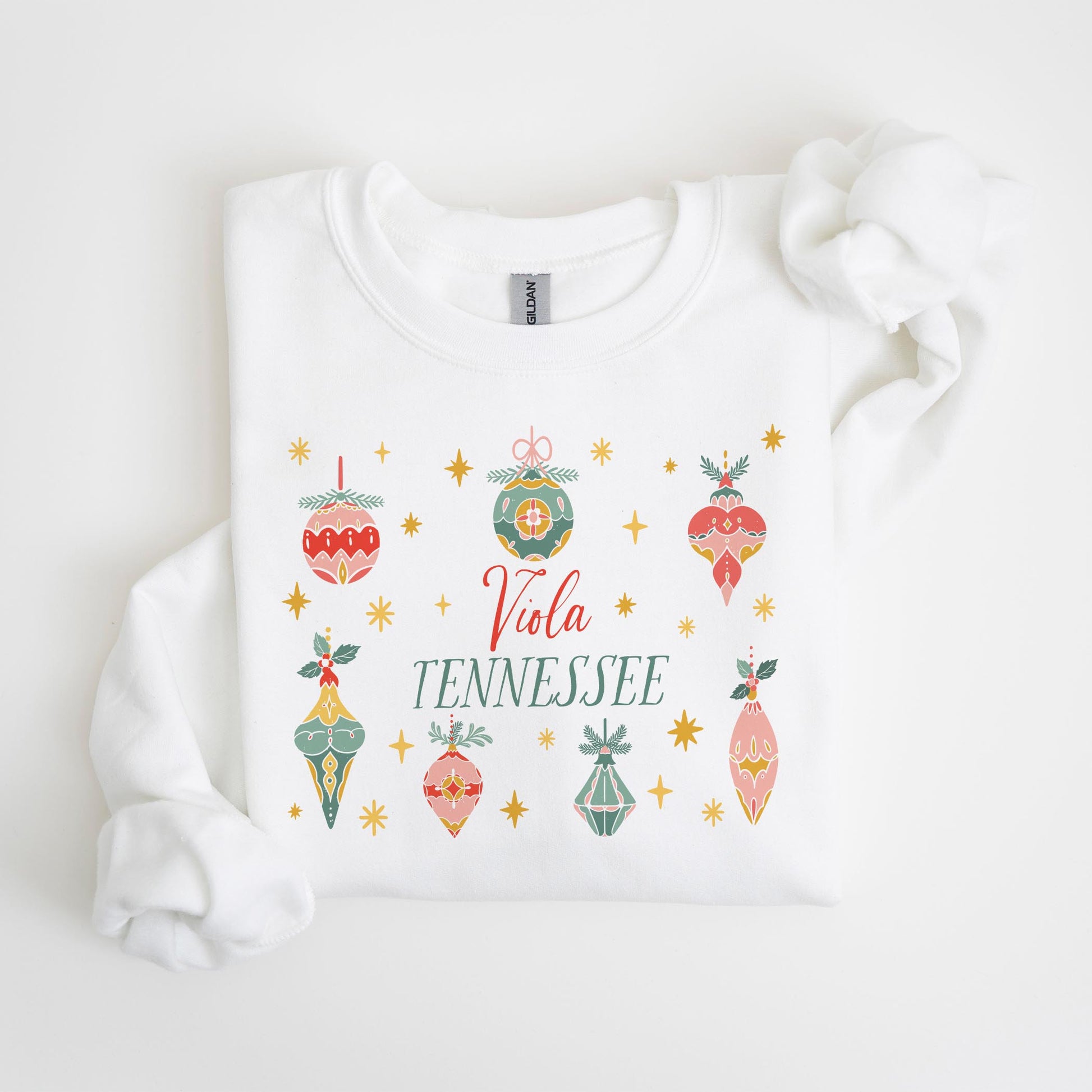 Gildan Sweatshirt White-Ornament Gems Viola Tennessee -4