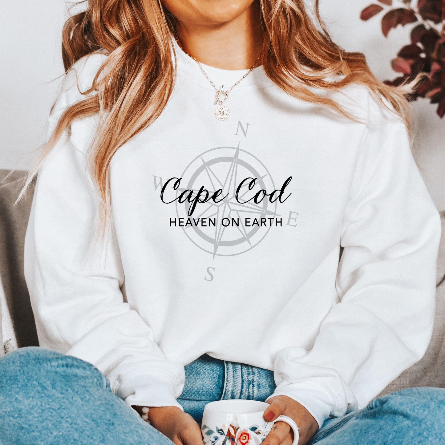 Gildan Sweatshirt White-Cape Cod Heaven On Earth