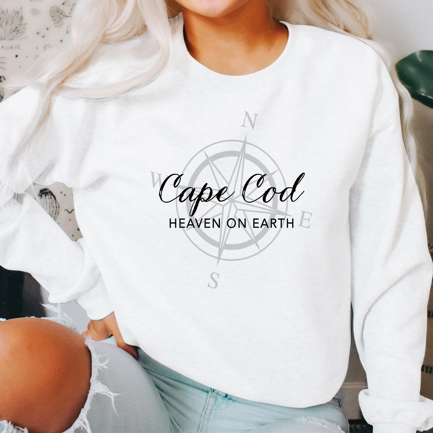 Gildan Sweatshirt White-Cape Cod Heaven On Earth