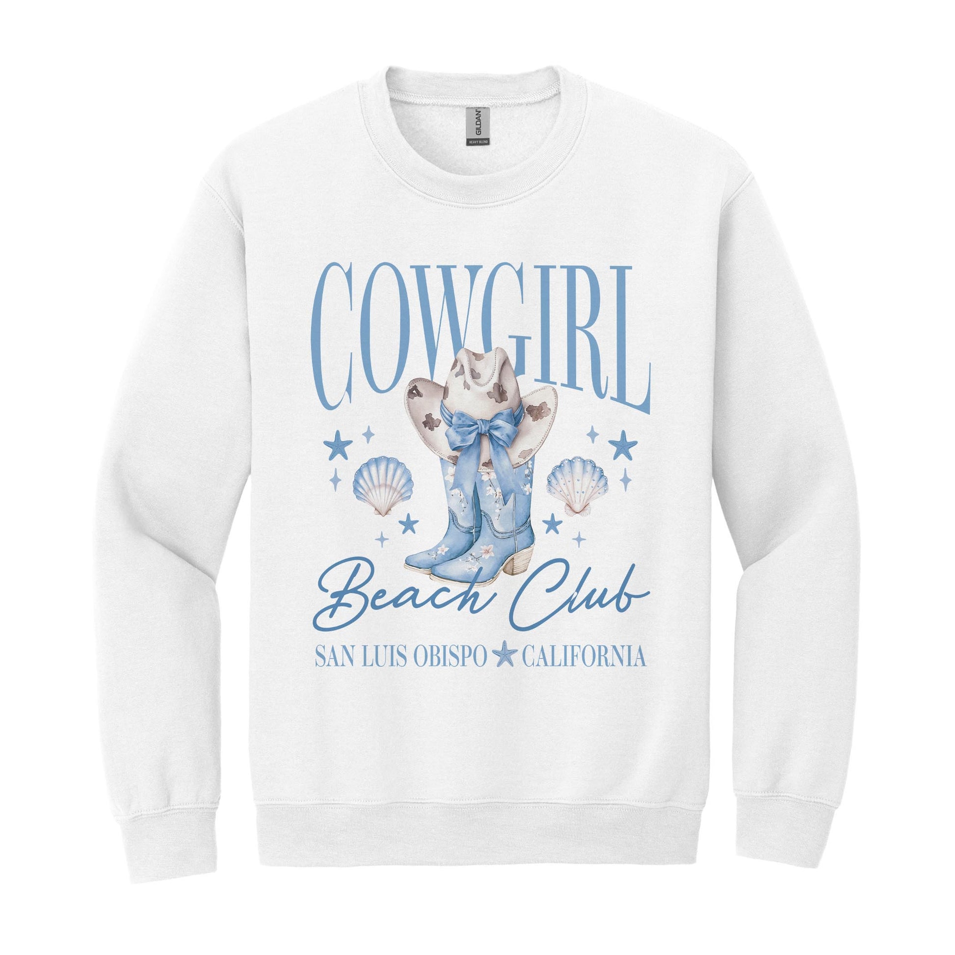 Gildan Sweatshirt White-Love+Local Coastal Cowgirl -0