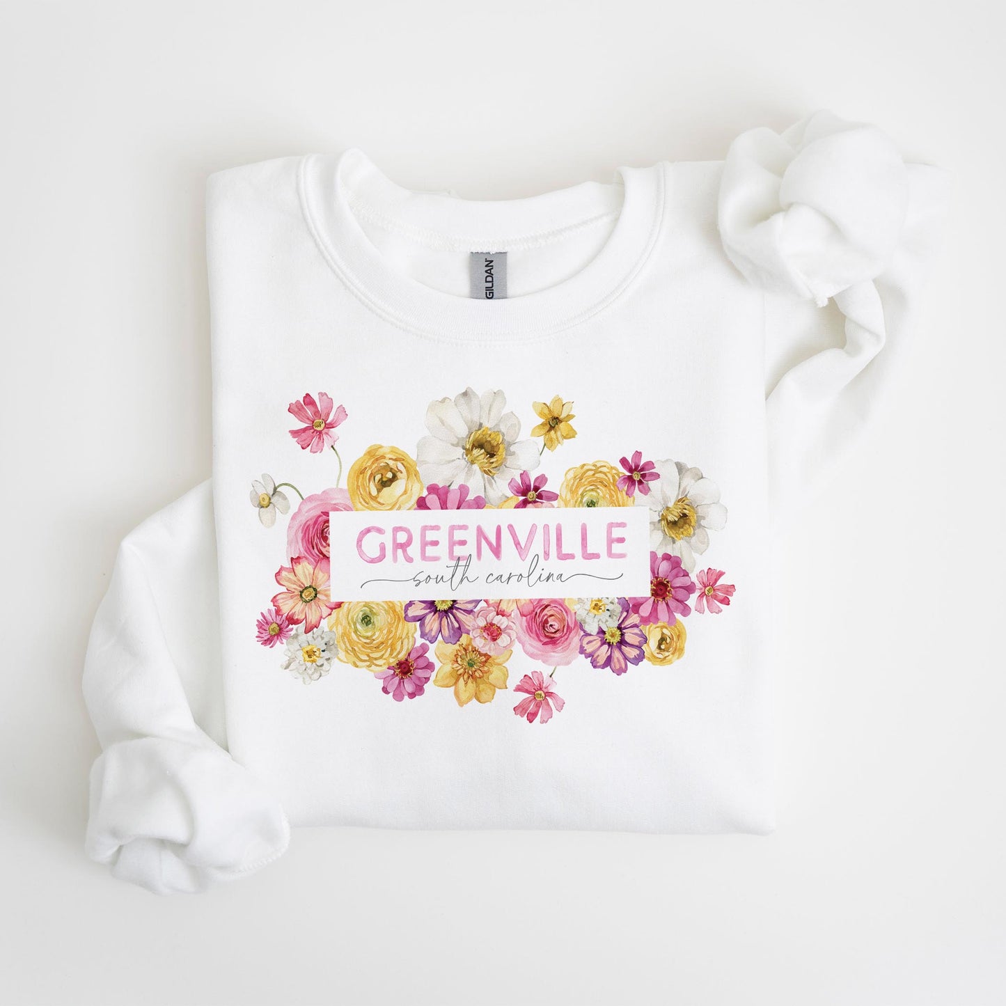 Gildan Sweatshirt White-Love+Local Fantasy Garden -4