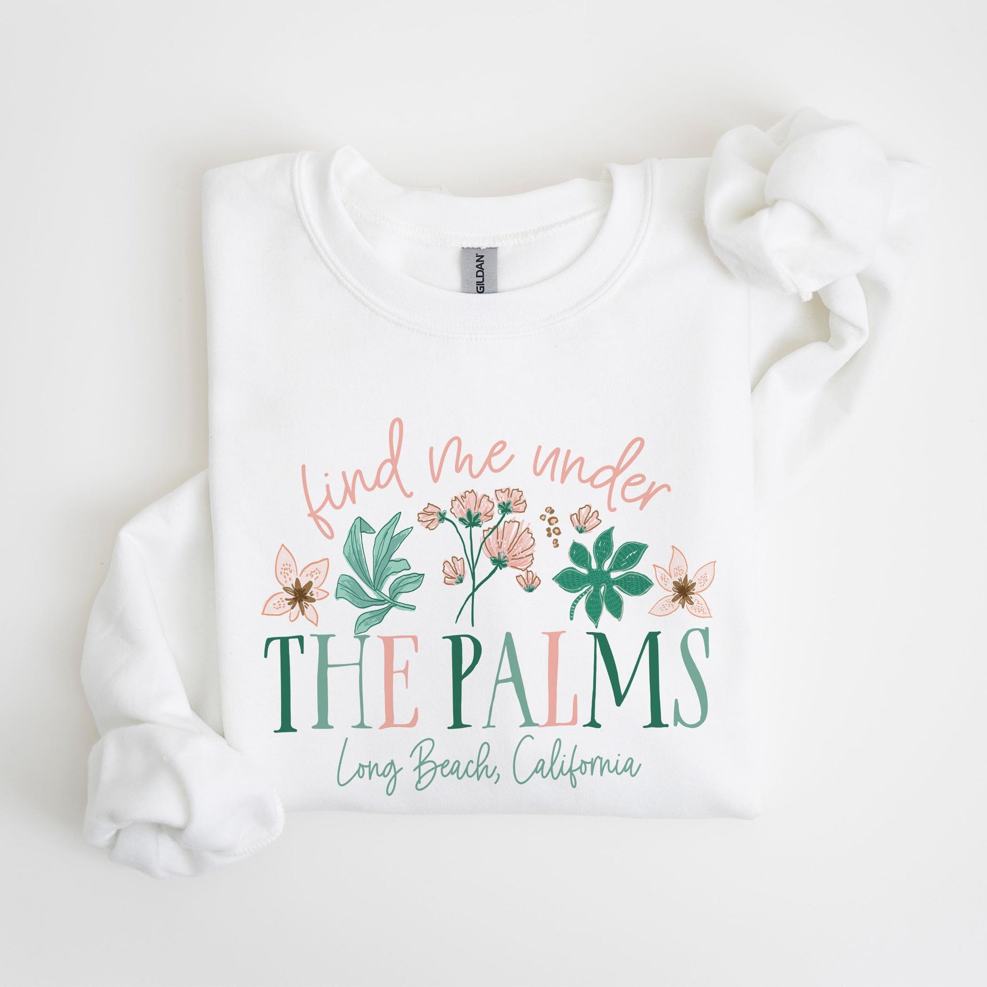 Gildan Sweatshirt White-Love+Local Lush Tropics -4
