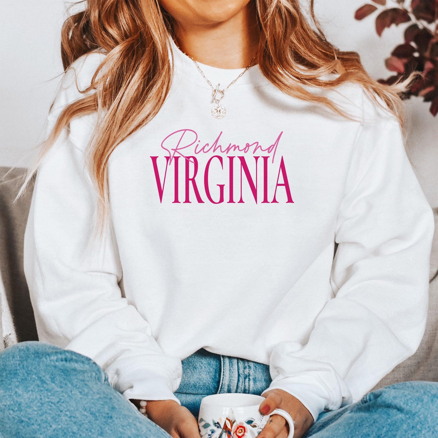 Gildan Sweatshirt White-Love+Local Bonita Bows -1