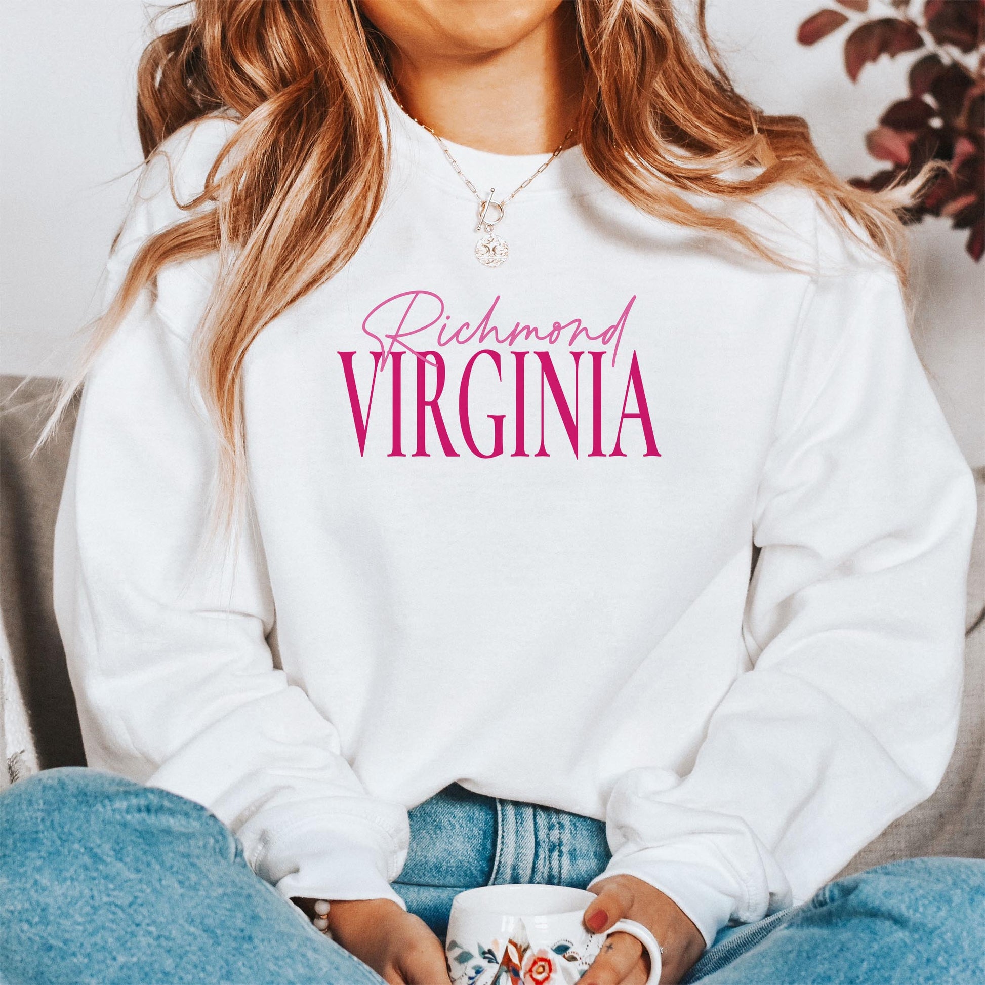 Gildan Sweatshirt White-Love+Local Bonita Bows -1
