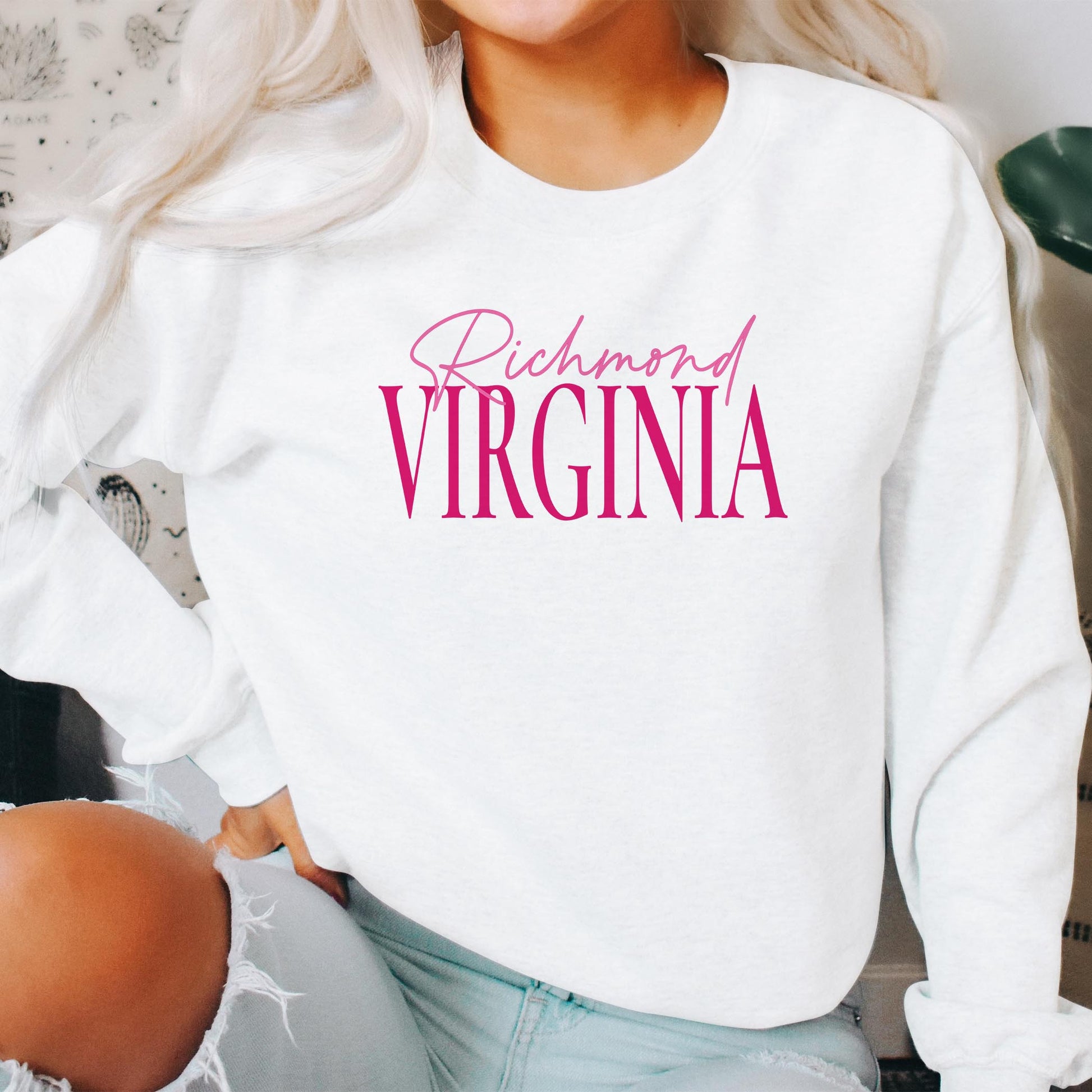 Gildan Sweatshirt White-Love+Local Bonita Bows -2