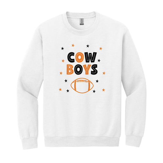 Gildan Sweatshirt White-Game Day Stars Cowboys Football Orange & Black