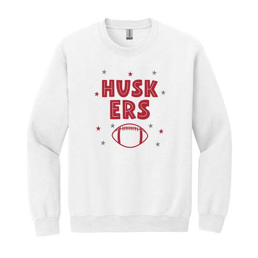 Gildan Sweatshirt White-Game Day Stars Nebraska Football Red & Grey