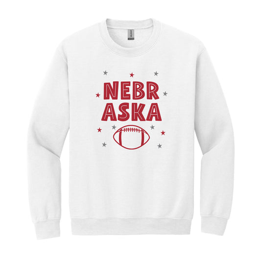 Gildan Sweatshirt White-Game Day Stars Nebraska Football Red & Grey