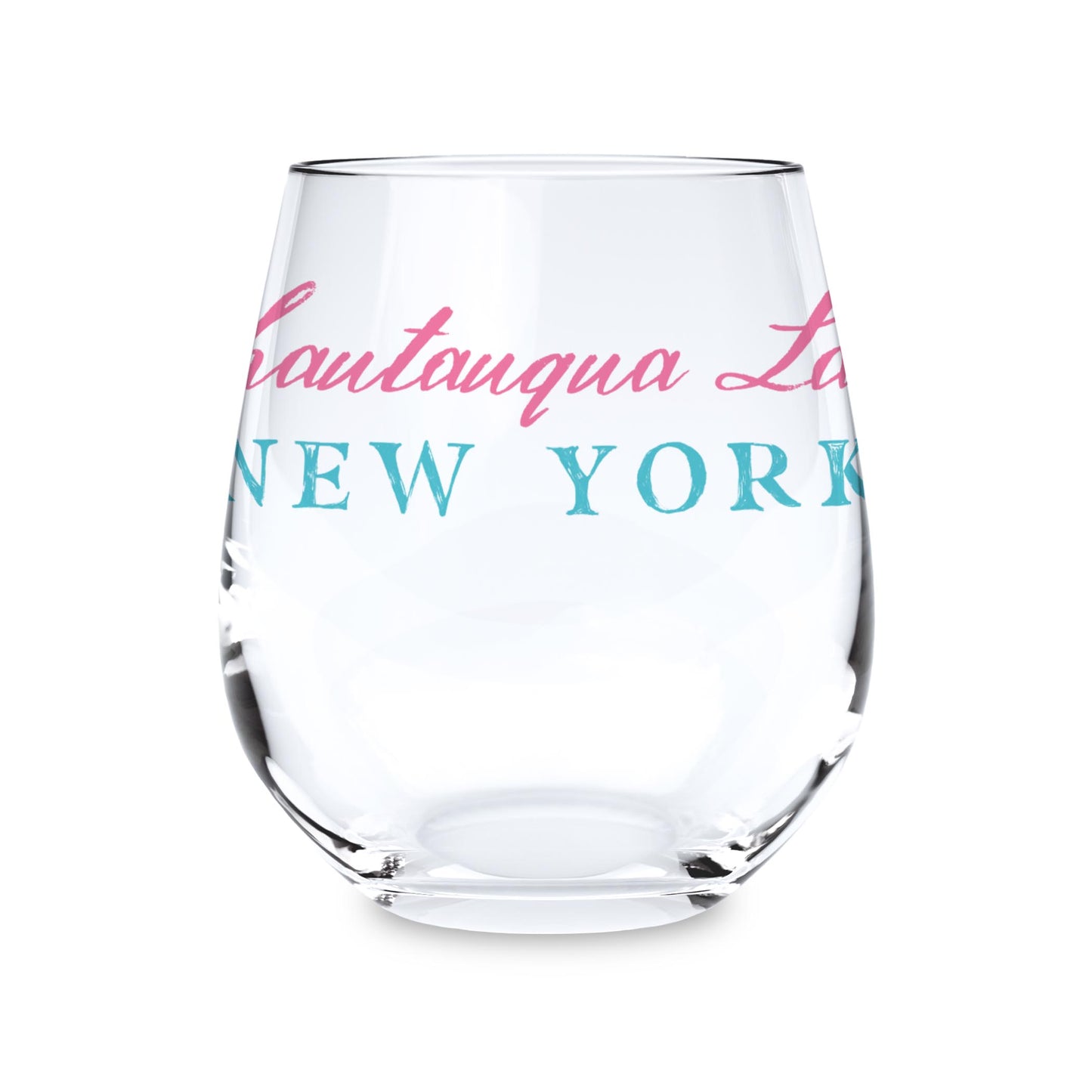 15oz Stemless Wine Glass-Shells & Shoreline Chautauqua Lake New York -0