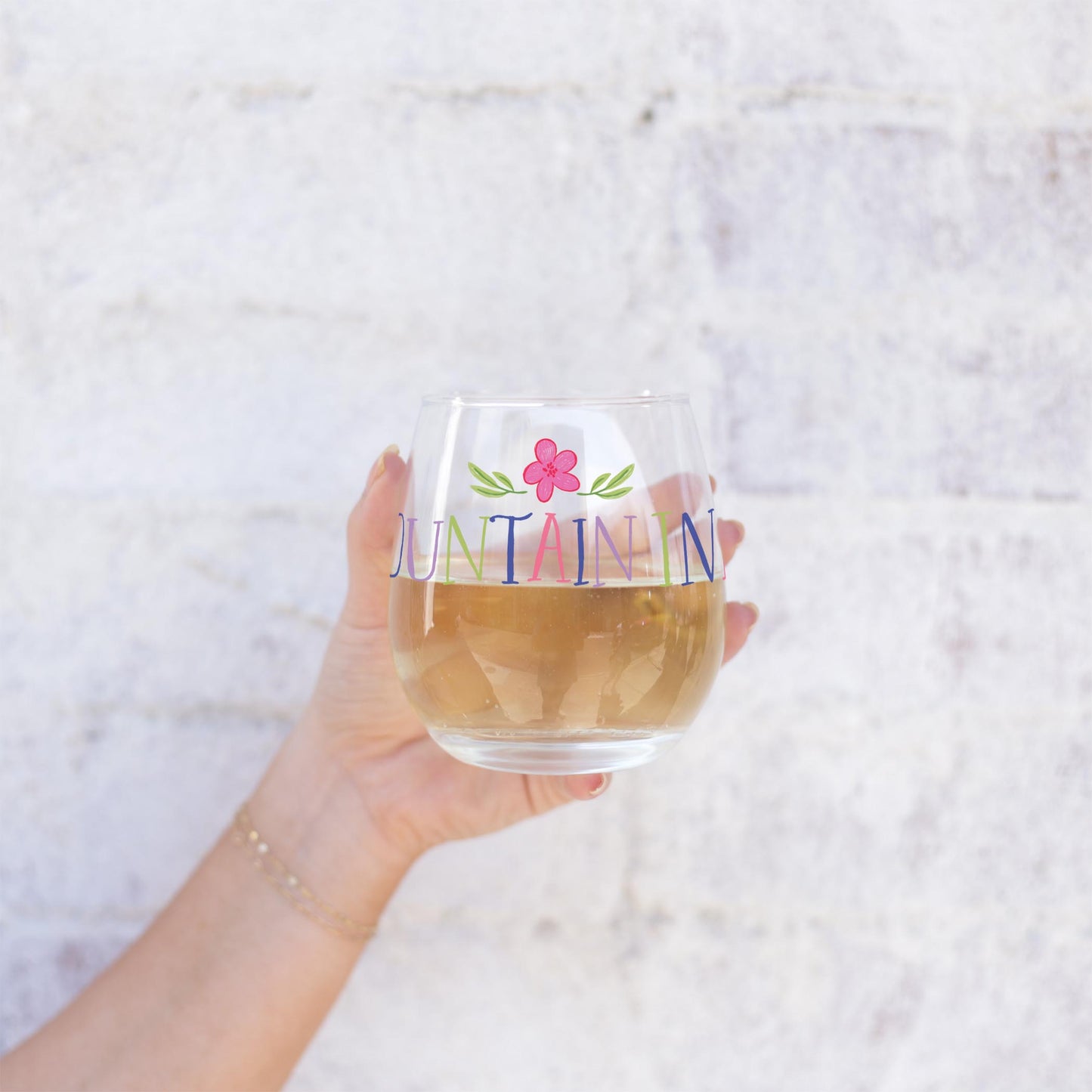 15oz Stemless Wine Glass-Flower Confetti Fountain Inn South Carolina -1