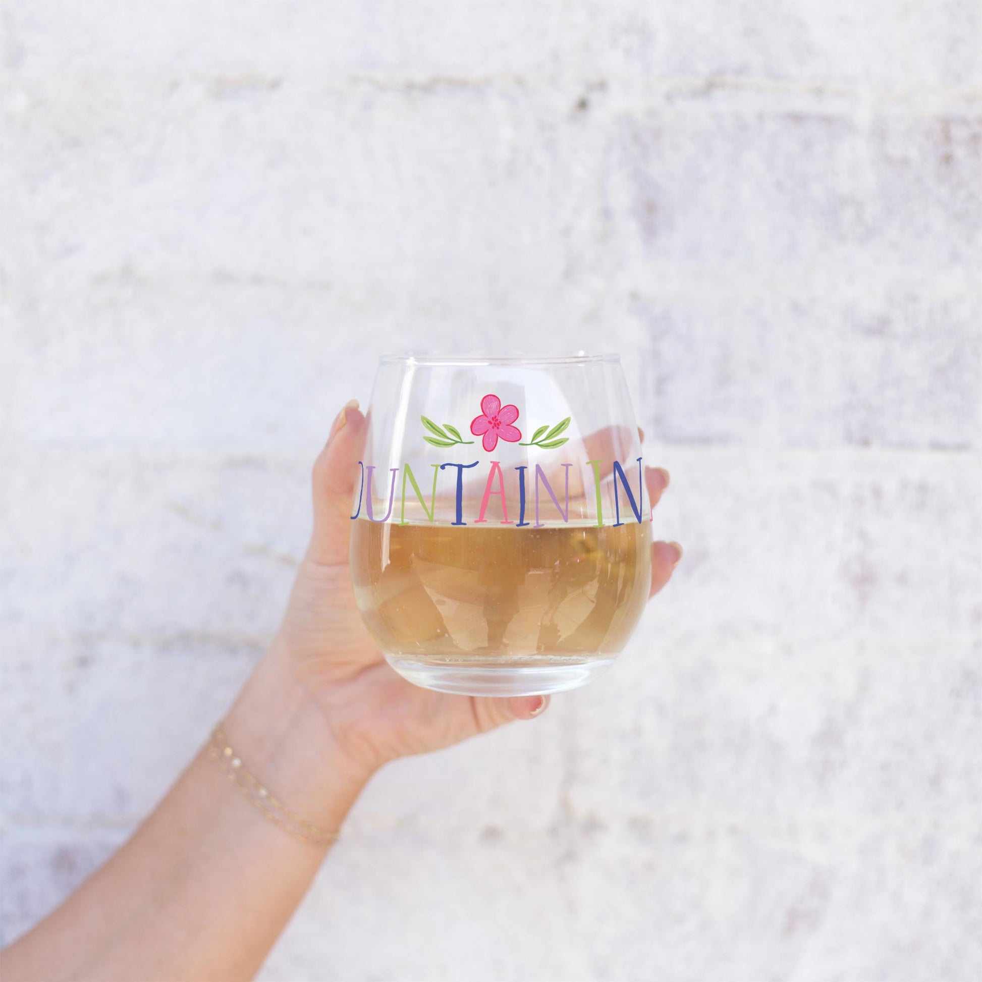 15oz Stemless Wine Glass-Flower Confetti Fountain Inn South Carolina -1