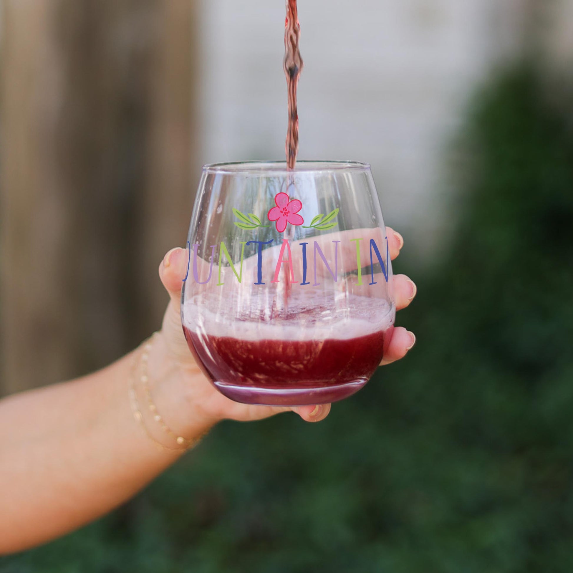 15oz Stemless Wine Glass-Flower Confetti Fountain Inn South Carolina -3