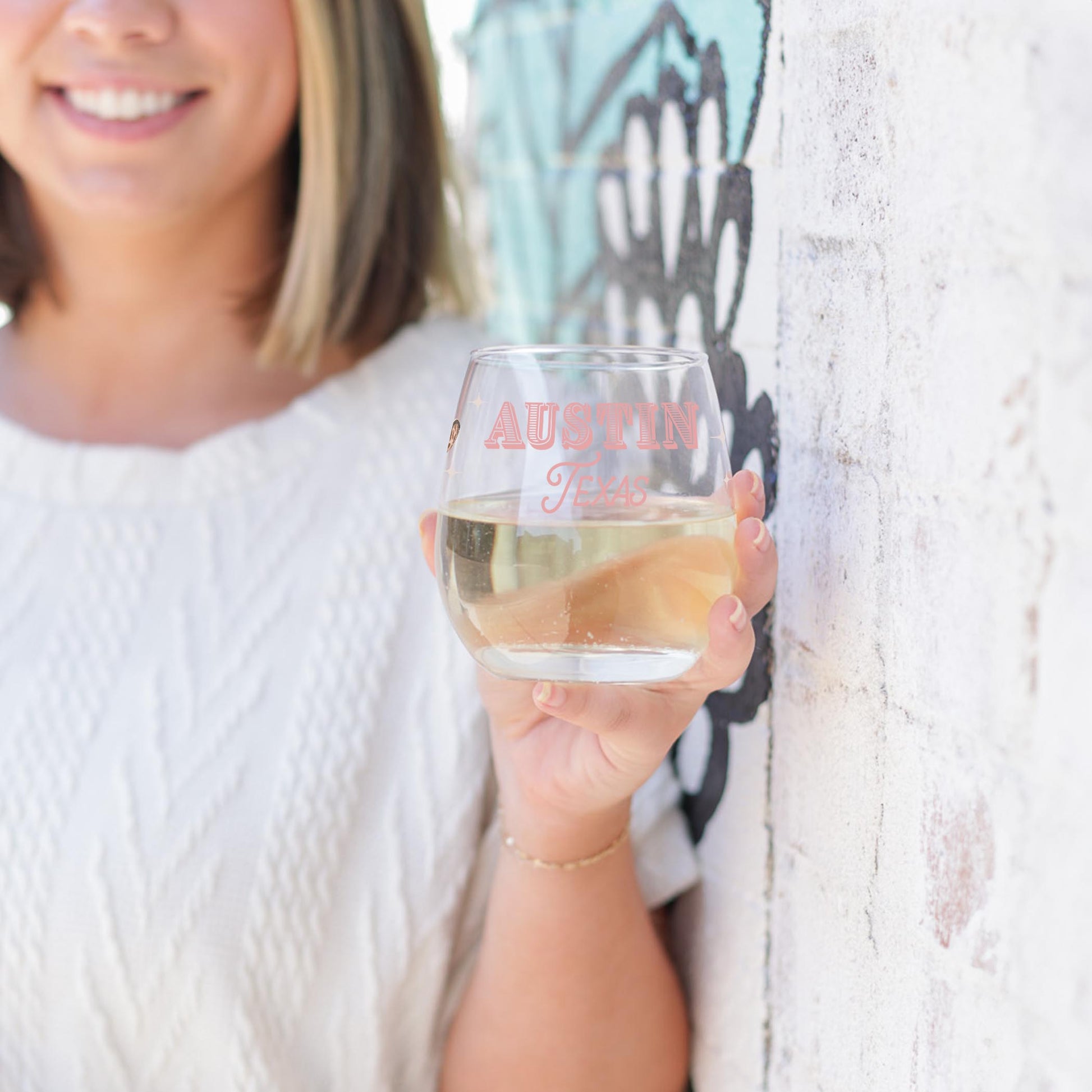 15oz Stemless Wine Glass-Love+Local Coquette Cowgirl -3