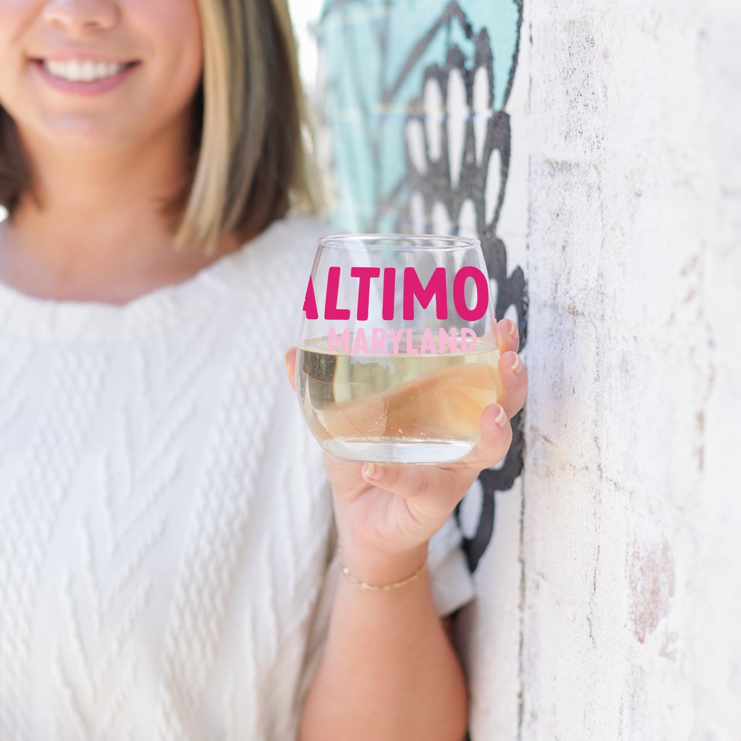 15oz Stemless Wine Glass-Love+Local Bonita Bows -3