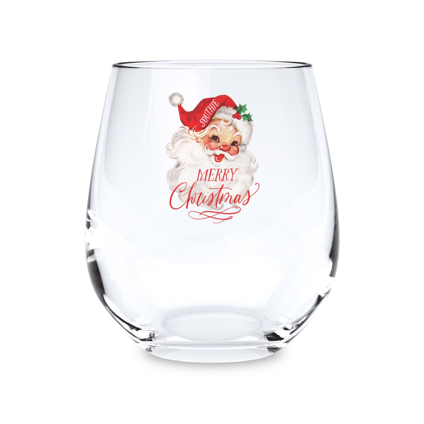 15oz Stemless Wine Glass-Classic Santa Southie -0