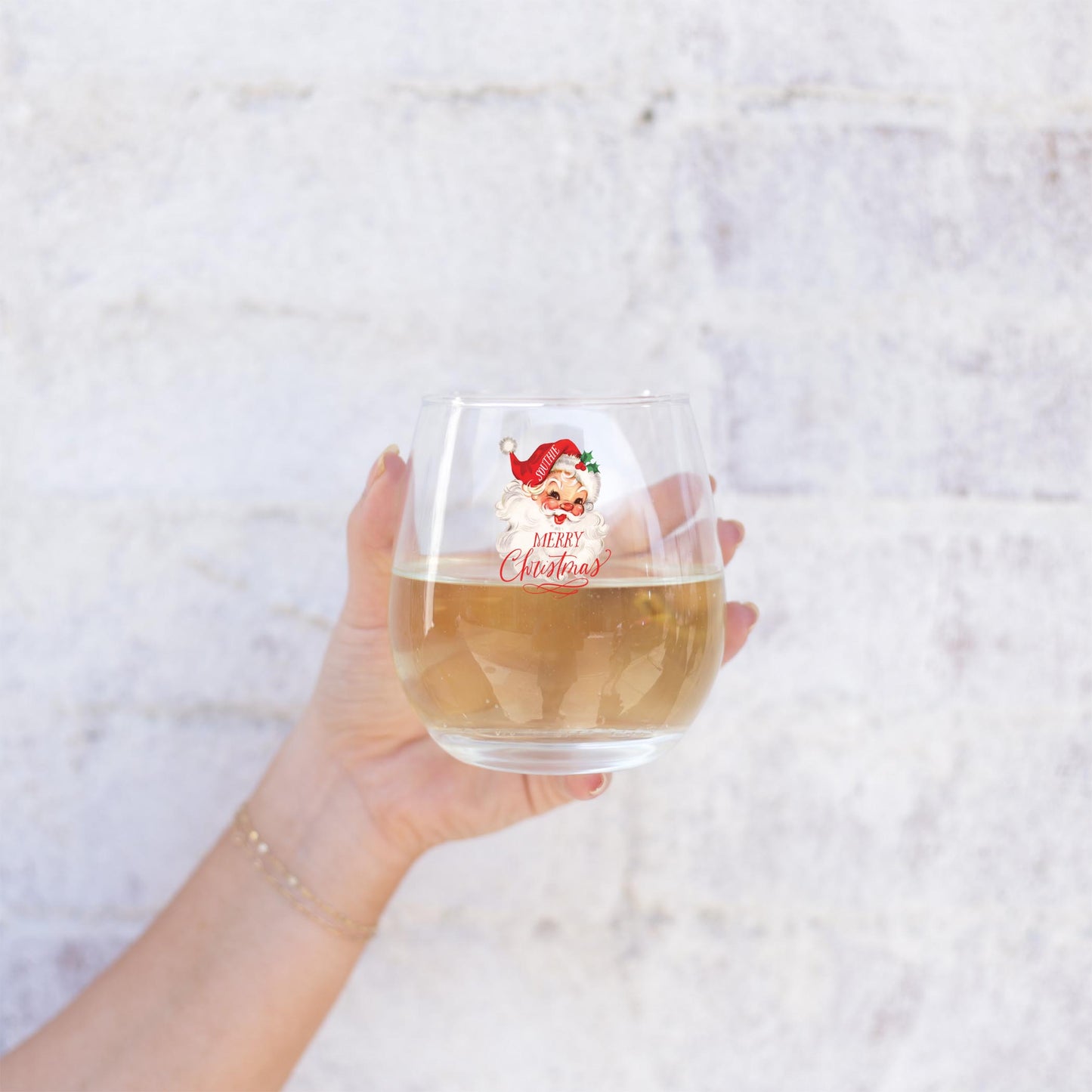 15oz Stemless Wine Glass-Classic Santa Southie -2