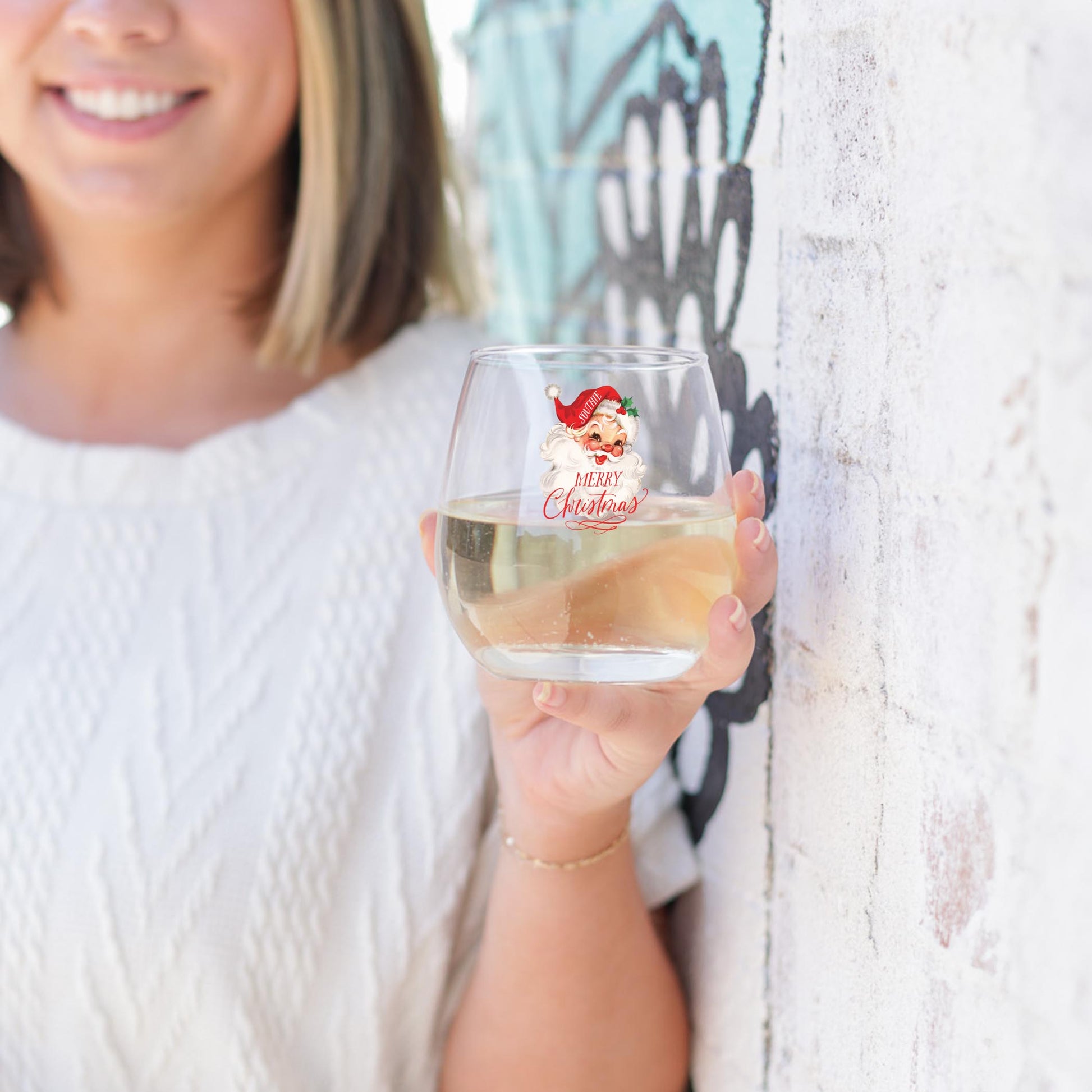 15oz Stemless Wine Glass-Classic Santa Southie -3