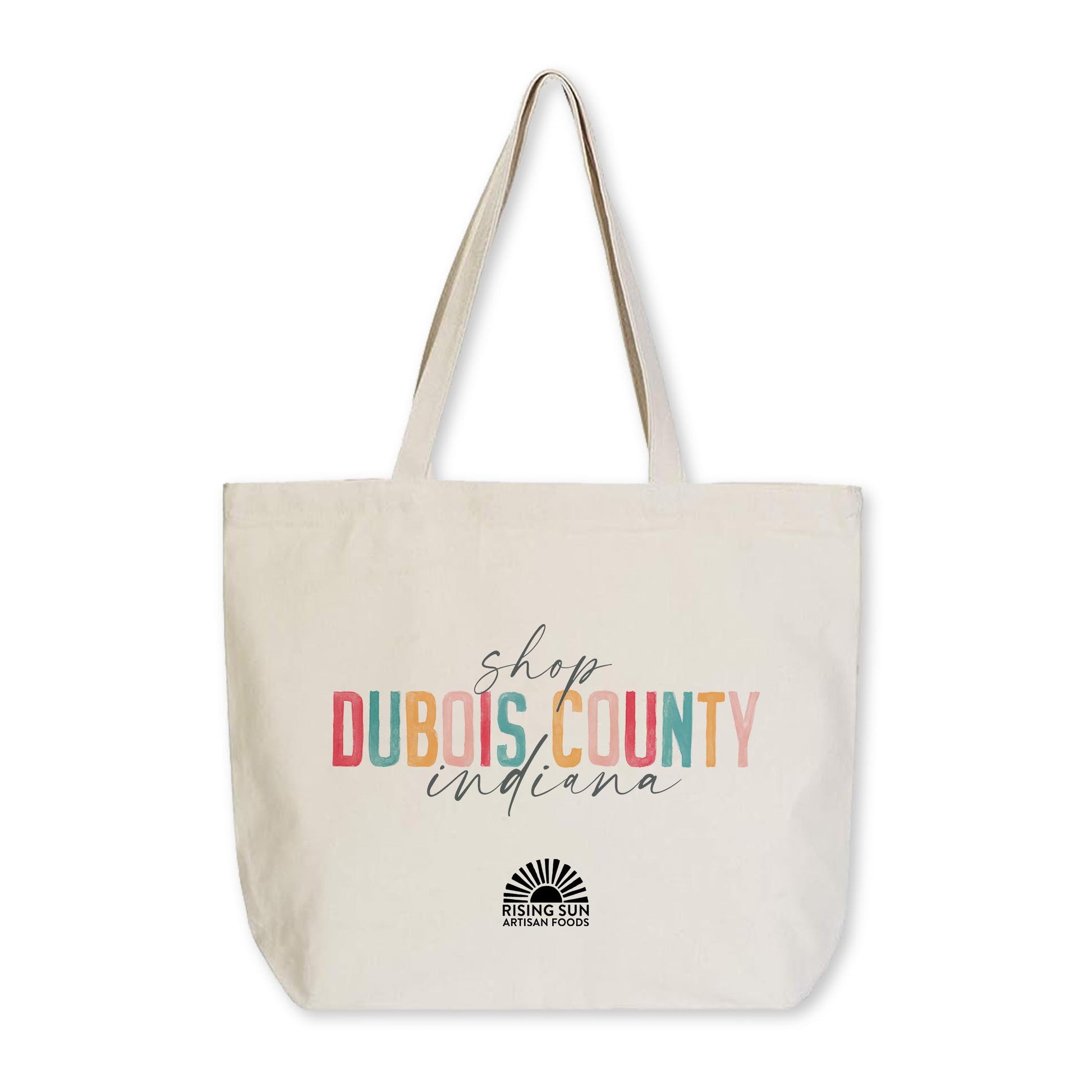 Tote Bag Natural Canvas-Watercolor City Shop Dubois County Indiana -0