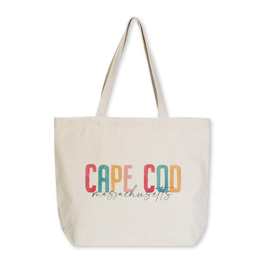 Tote Bag Natural Canvas-Watercolor City Cape Cod Massachusetts