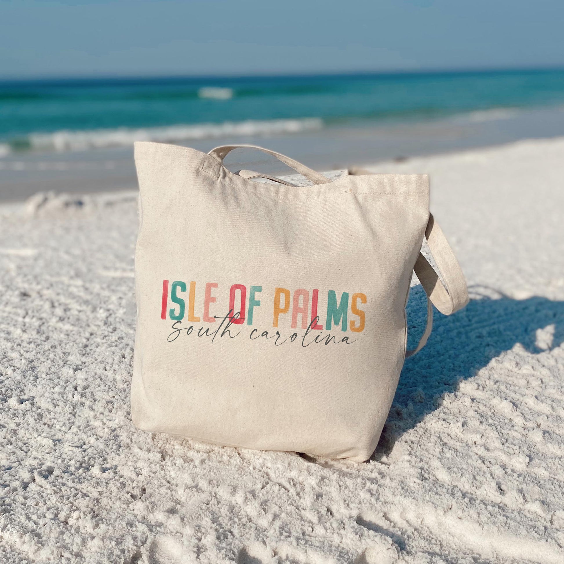 Tote Bag Natural Canvas-Watercolor City Isle Of Palms South Carolina -3