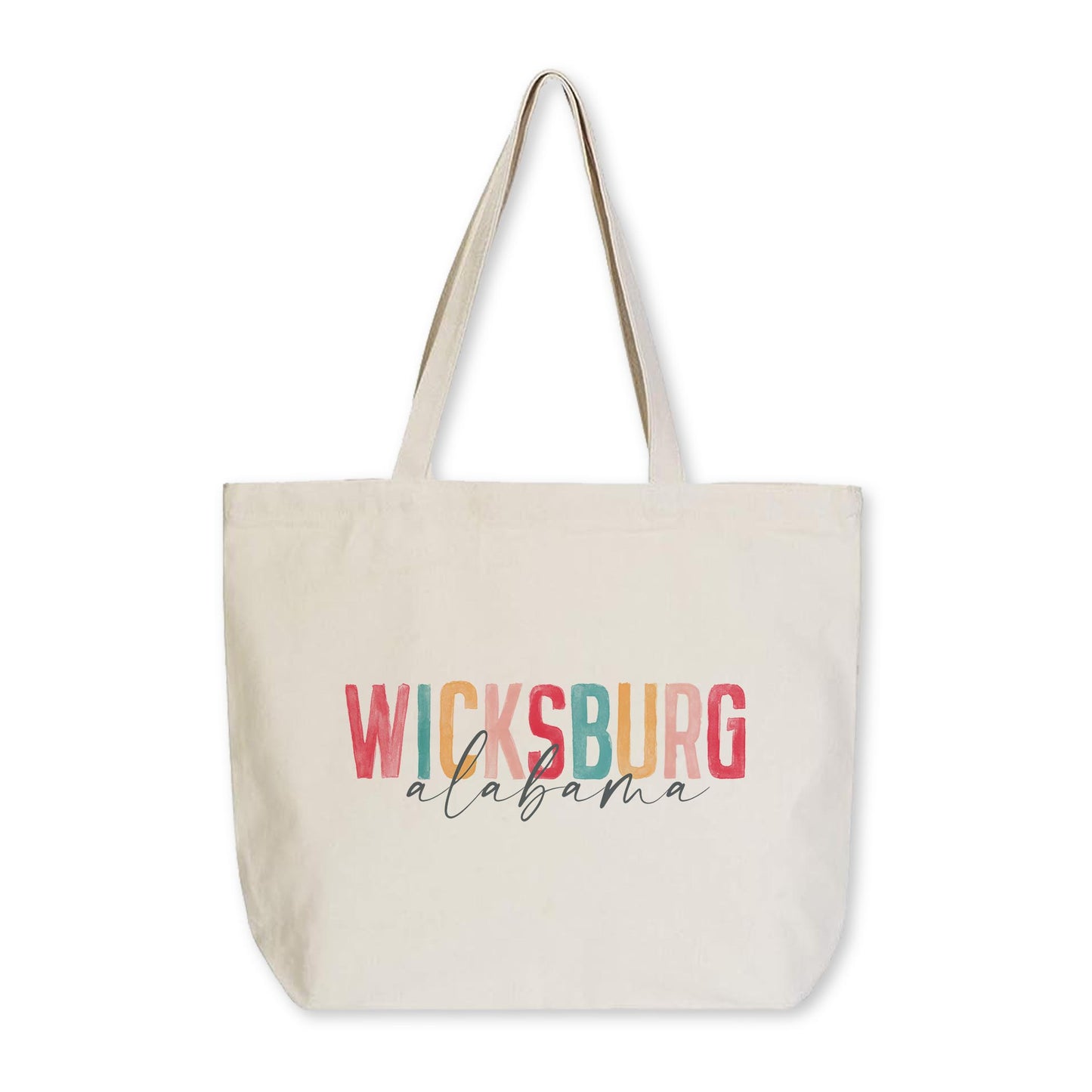 Tote Bag Natural Canvas-Watercolor City Wicksburg Alabama -0