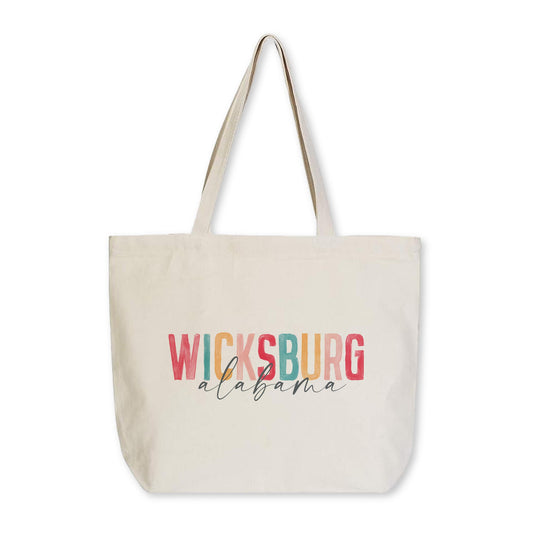 Tote Bag Natural Canvas-Watercolor City Wicksburg Alabama -0