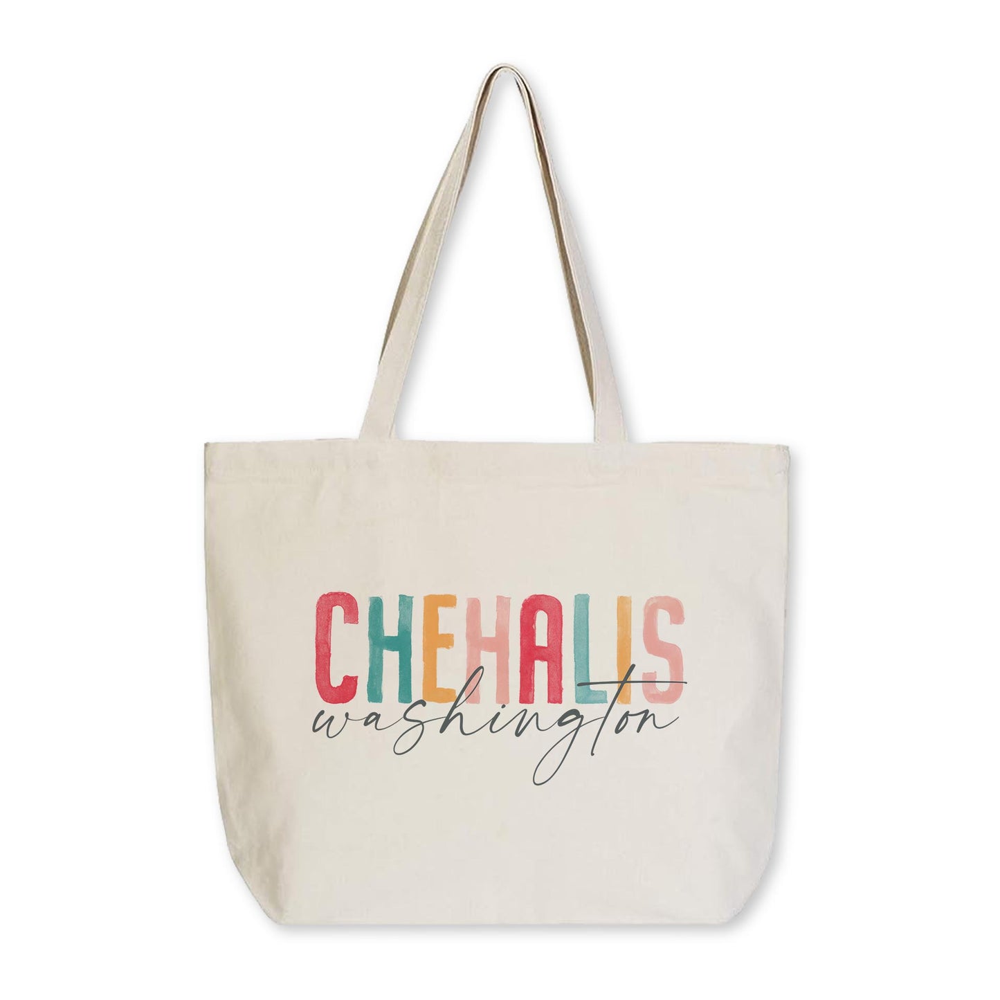 Tote Bag Natural Canvas-Watercolor City Chehalis Washington -0