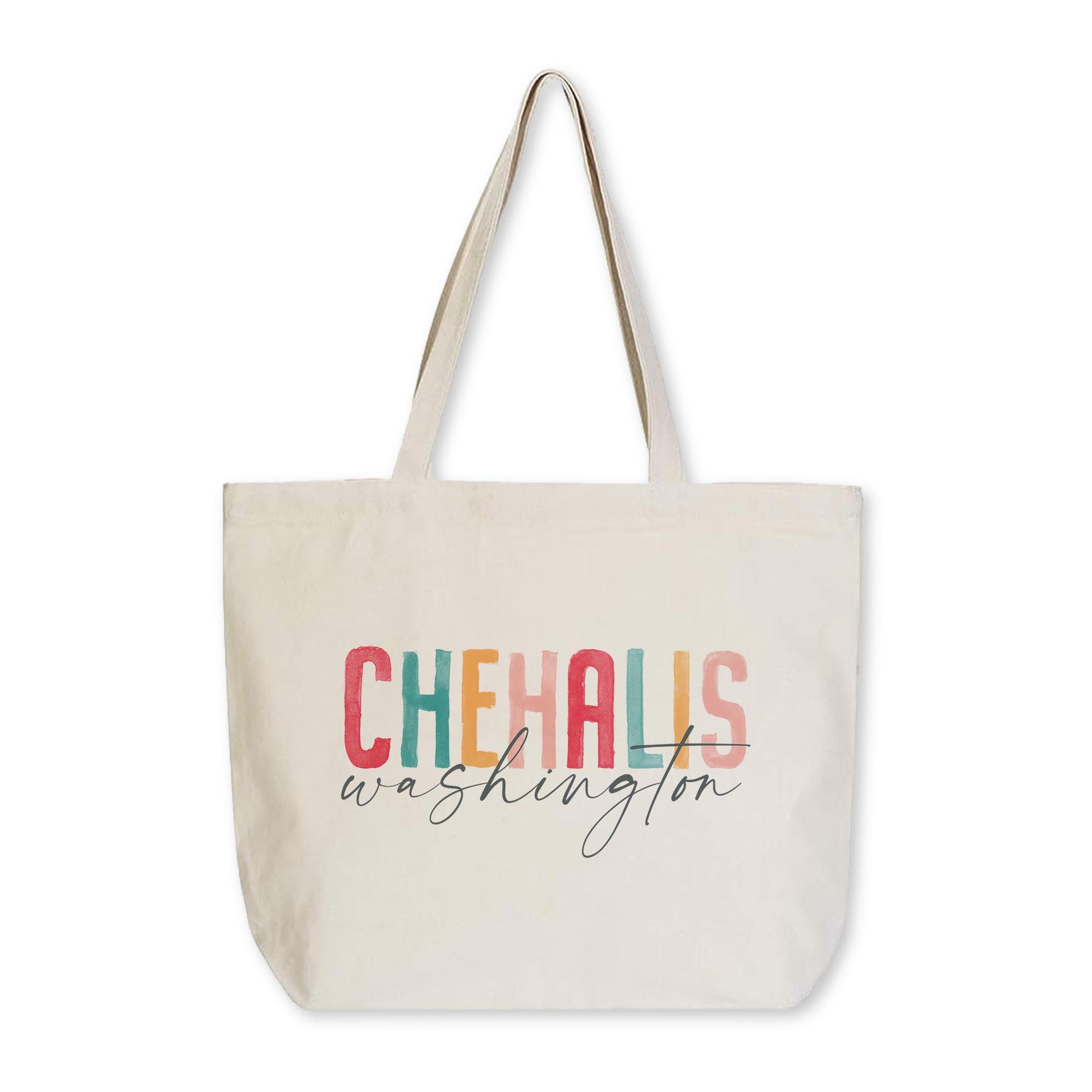 Tote Bag Natural Canvas-Watercolor City Chehalis Washington -0