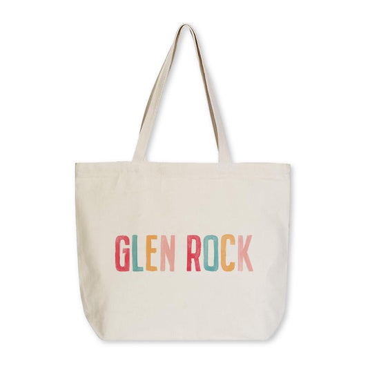 Tote Bag Natural Canvas-Watercolor City Glen Rock -0