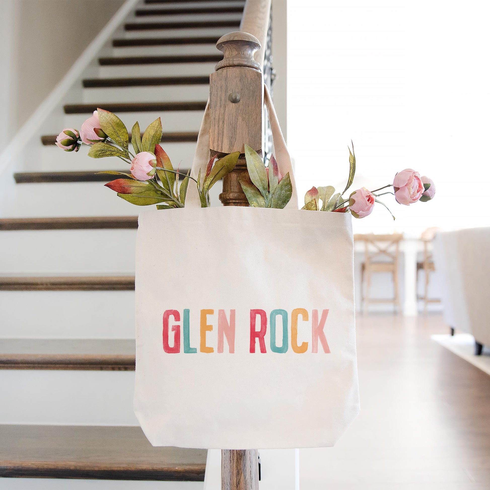 Tote Bag Natural Canvas-Watercolor City Glen Rock -1