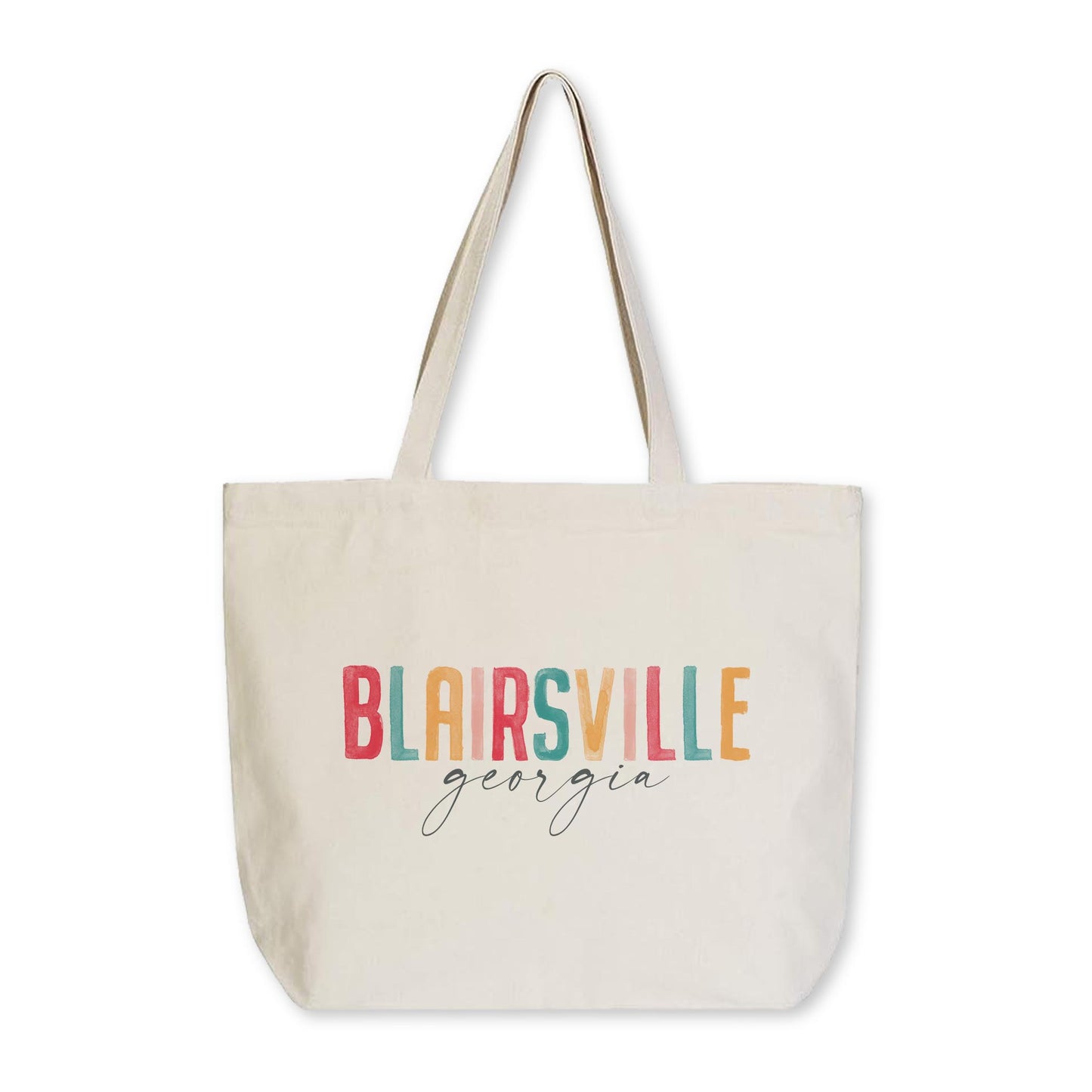 Tote Bag Natural Canvas-Watercolor City Blairsville Georgia -0