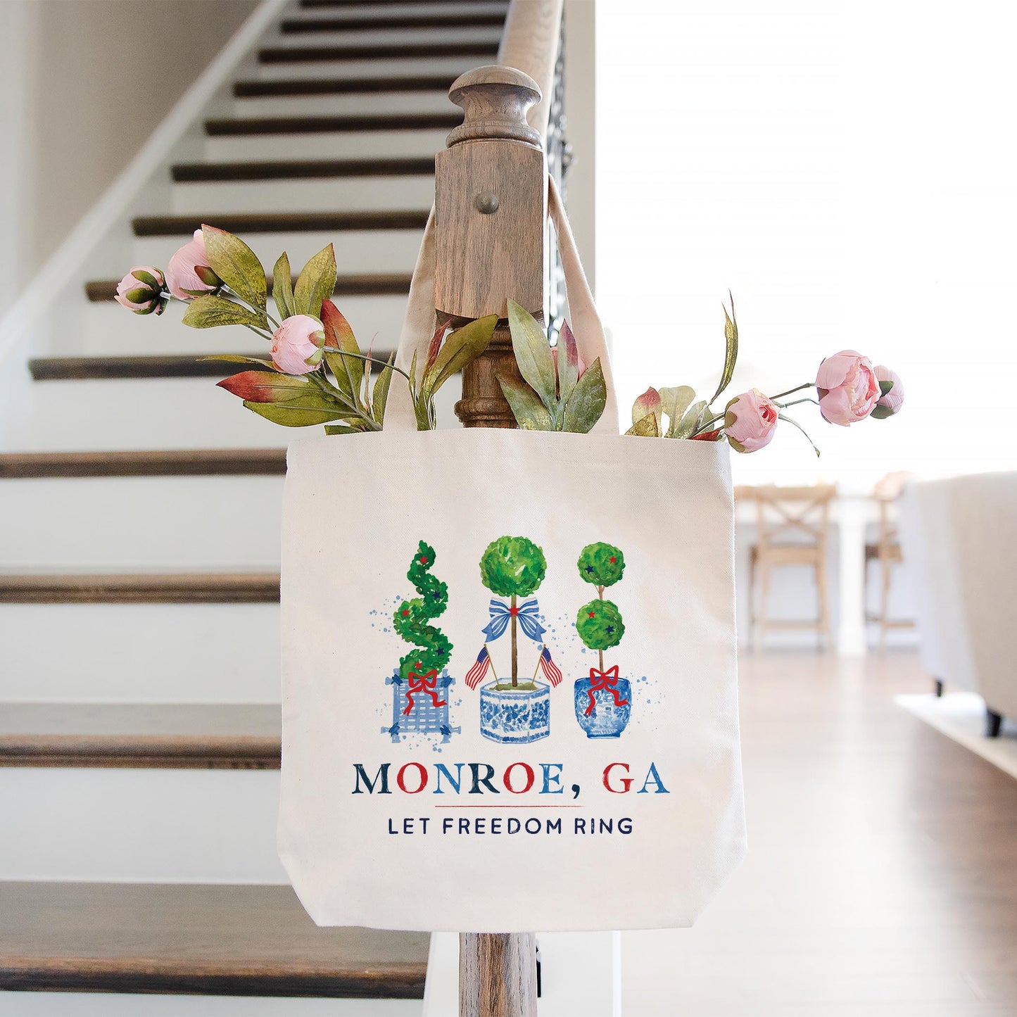 Tote Bag Natural Canvas-Freedom Topiary Monroe Georgia -1