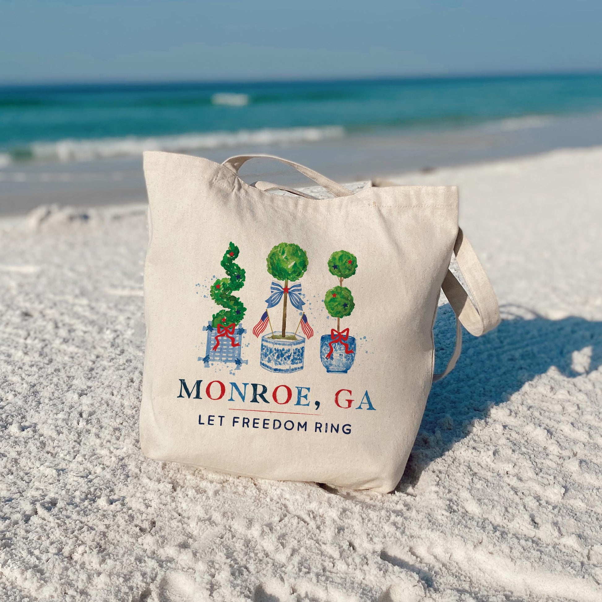 Tote Bag Natural Canvas-Freedom Topiary Monroe Georgia -3
