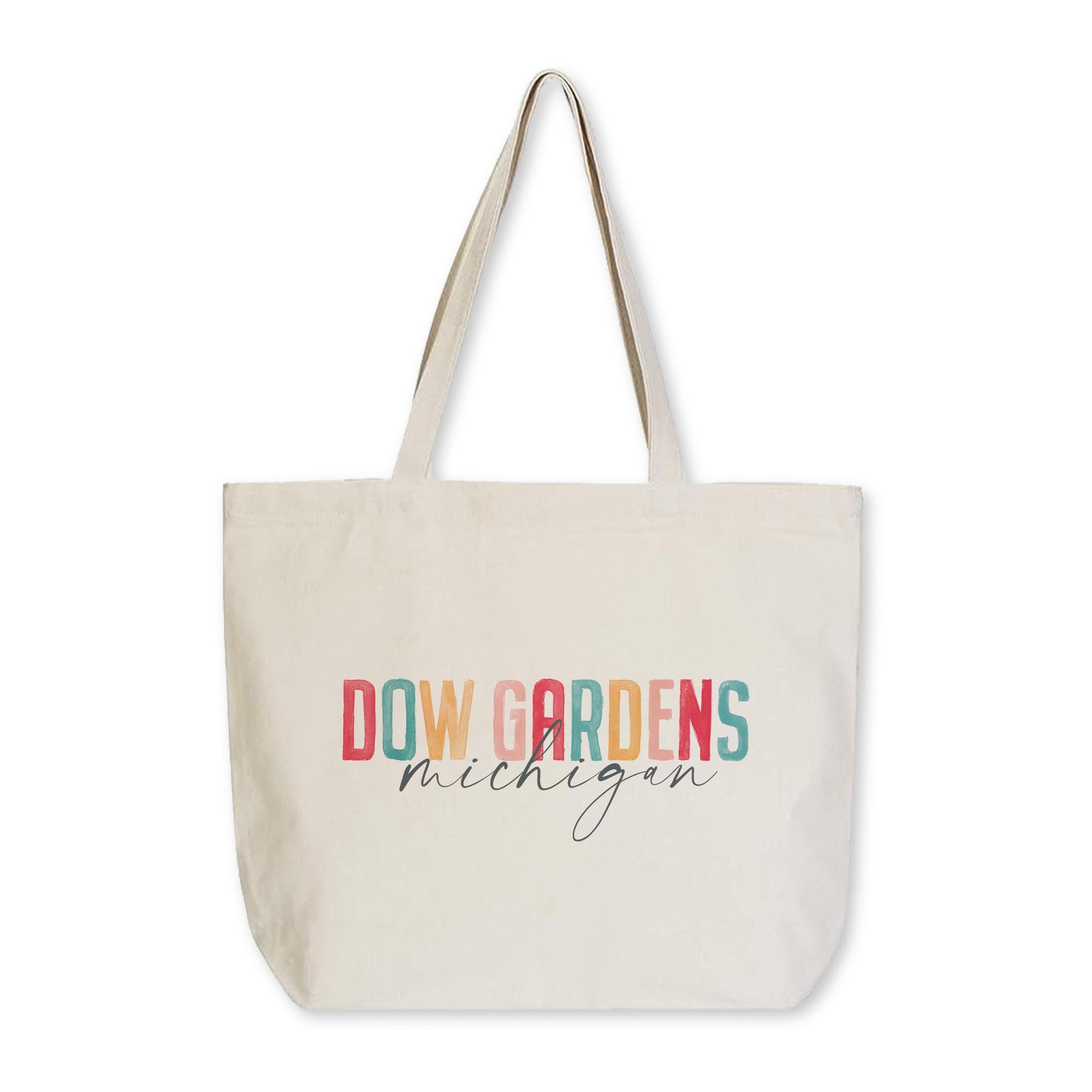 Tote Bag Natural Canvas-Watercolor City Dow Gardens Michigan -0