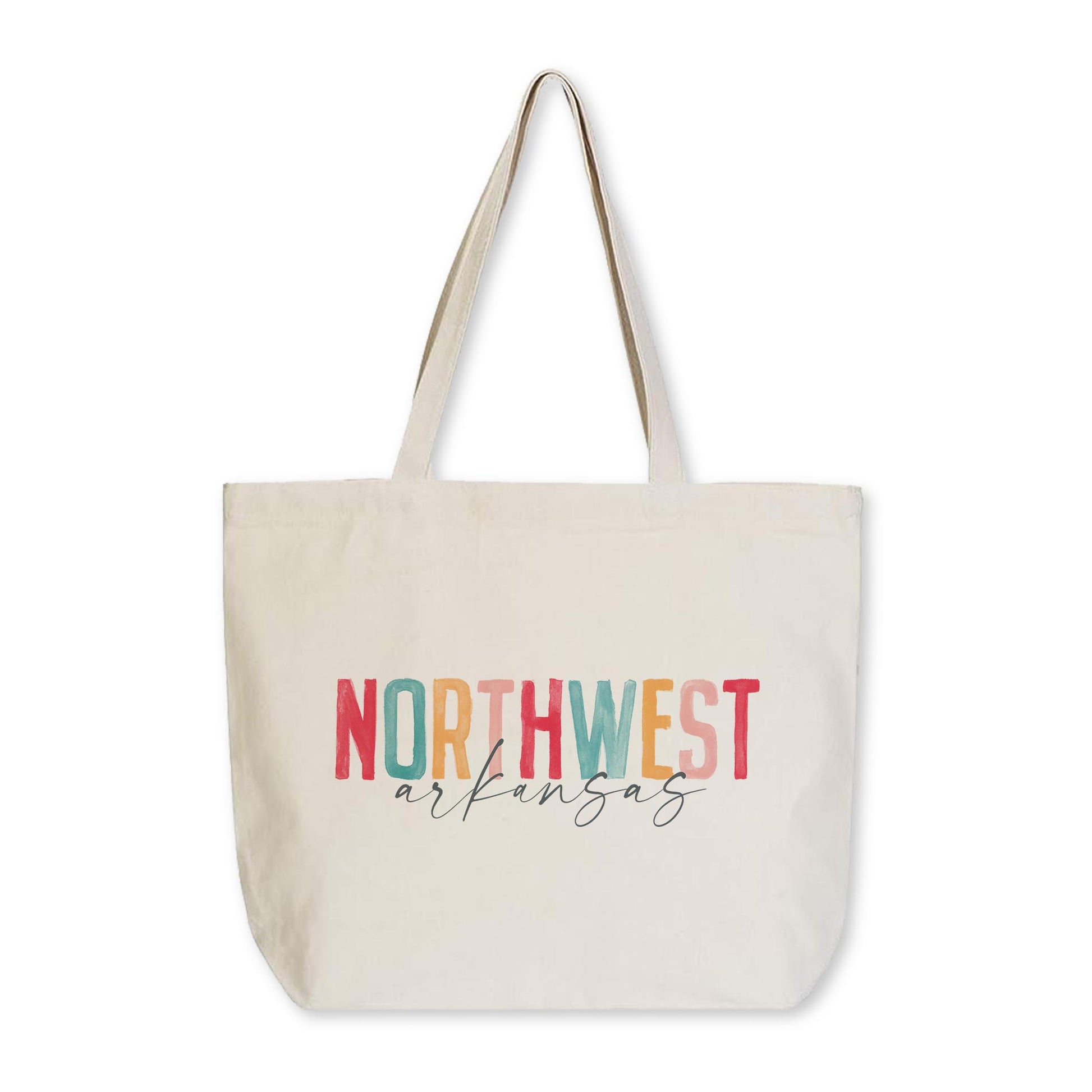 Tote Bag Natural Canvas-Watercolor City Northwest Arkansas -0