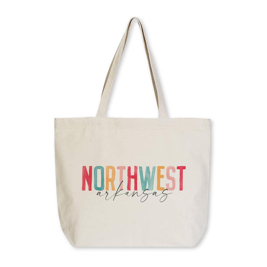 Tote Bag Natural Canvas-Watercolor City Northwest Arkansas -0