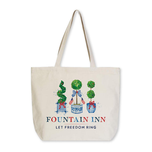 Tote Bag Natural Canvas-Let Freedom Ring Fountain Inn South Carolina -0