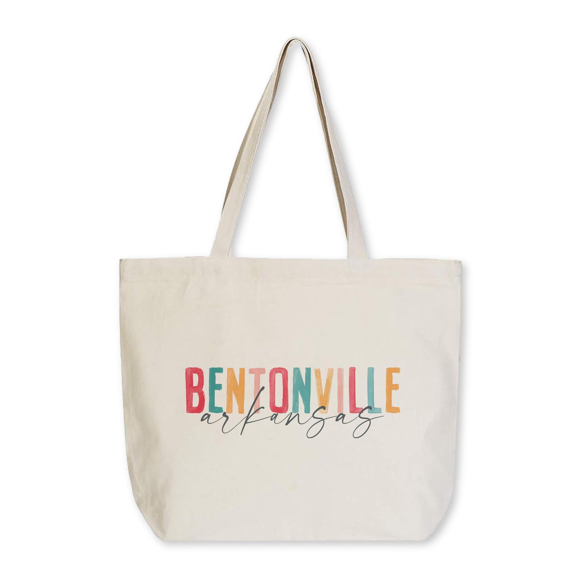 Tote Bag Natural Canvas-Watercolor City Bentonville Arkansas -0