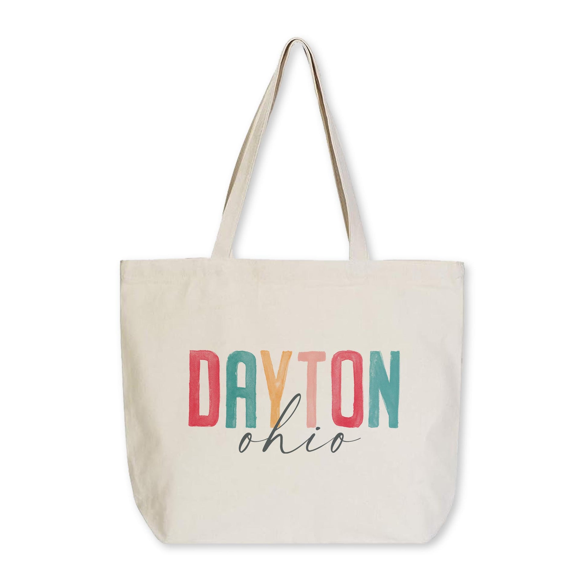 Tote Bag Natural Canvas-Watercolor City Dayton Ohio -0