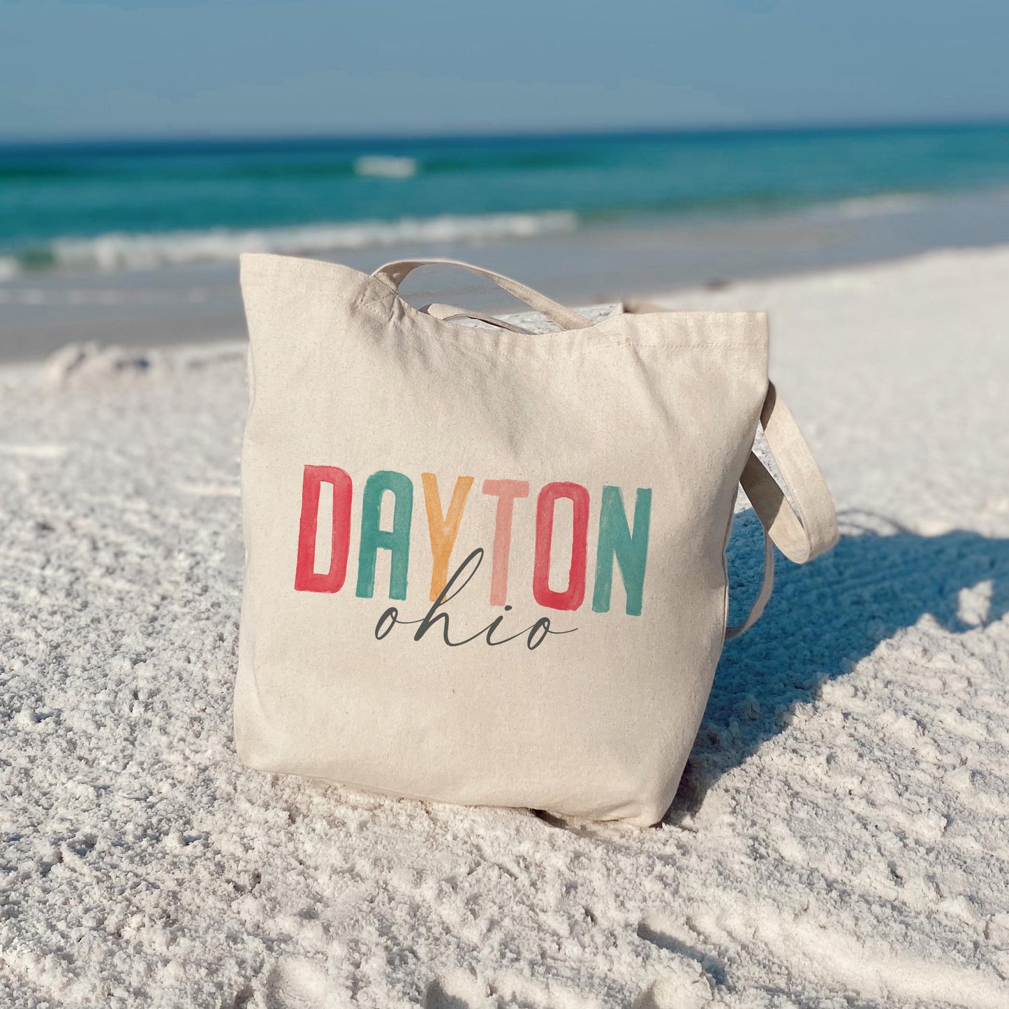 Tote Bag Natural Canvas-Watercolor City Dayton Ohio -3