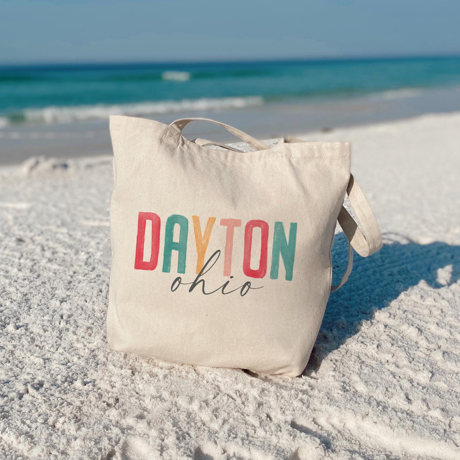 Tote Bag Natural Canvas-Watercolor City Dayton Ohio -3