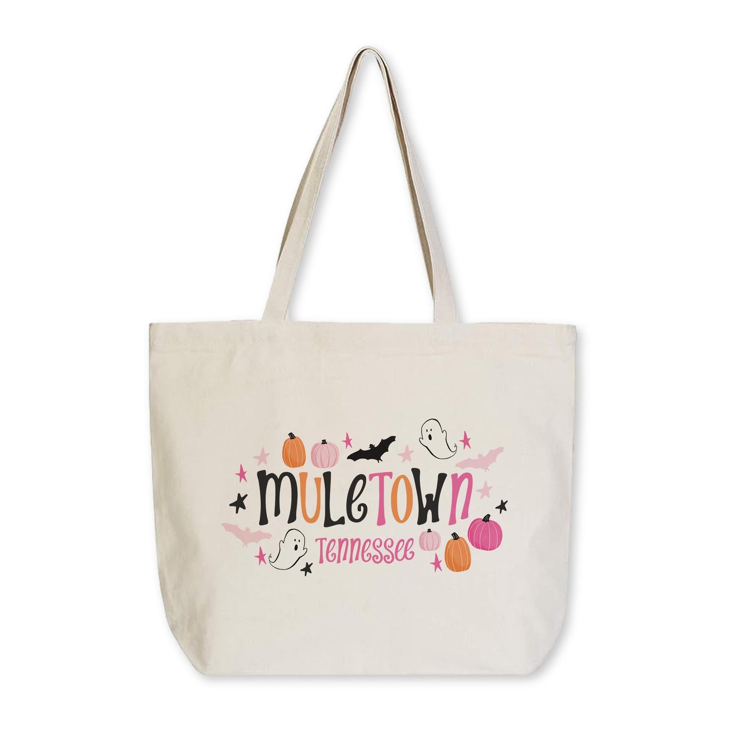 Tote Bag Natural Canvas-Happy Ghost Muletown Tennessee -0