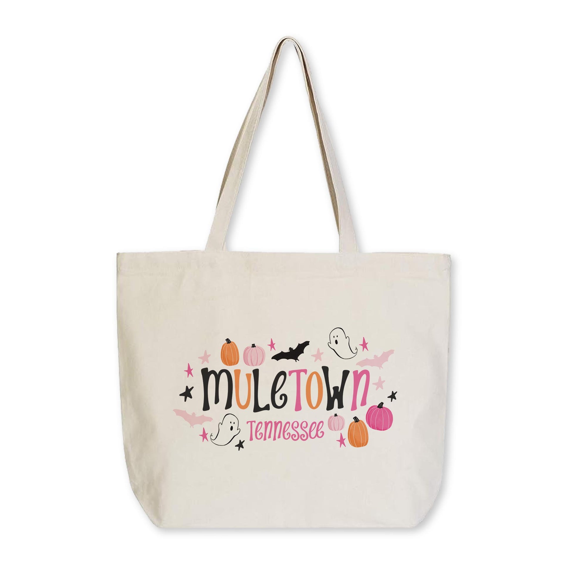 Tote Bag Natural Canvas-Happy Ghost Muletown Tennessee -0