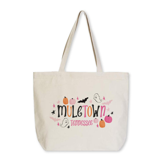 Tote Bag Natural Canvas-Happy Ghost Muletown Tennessee -0