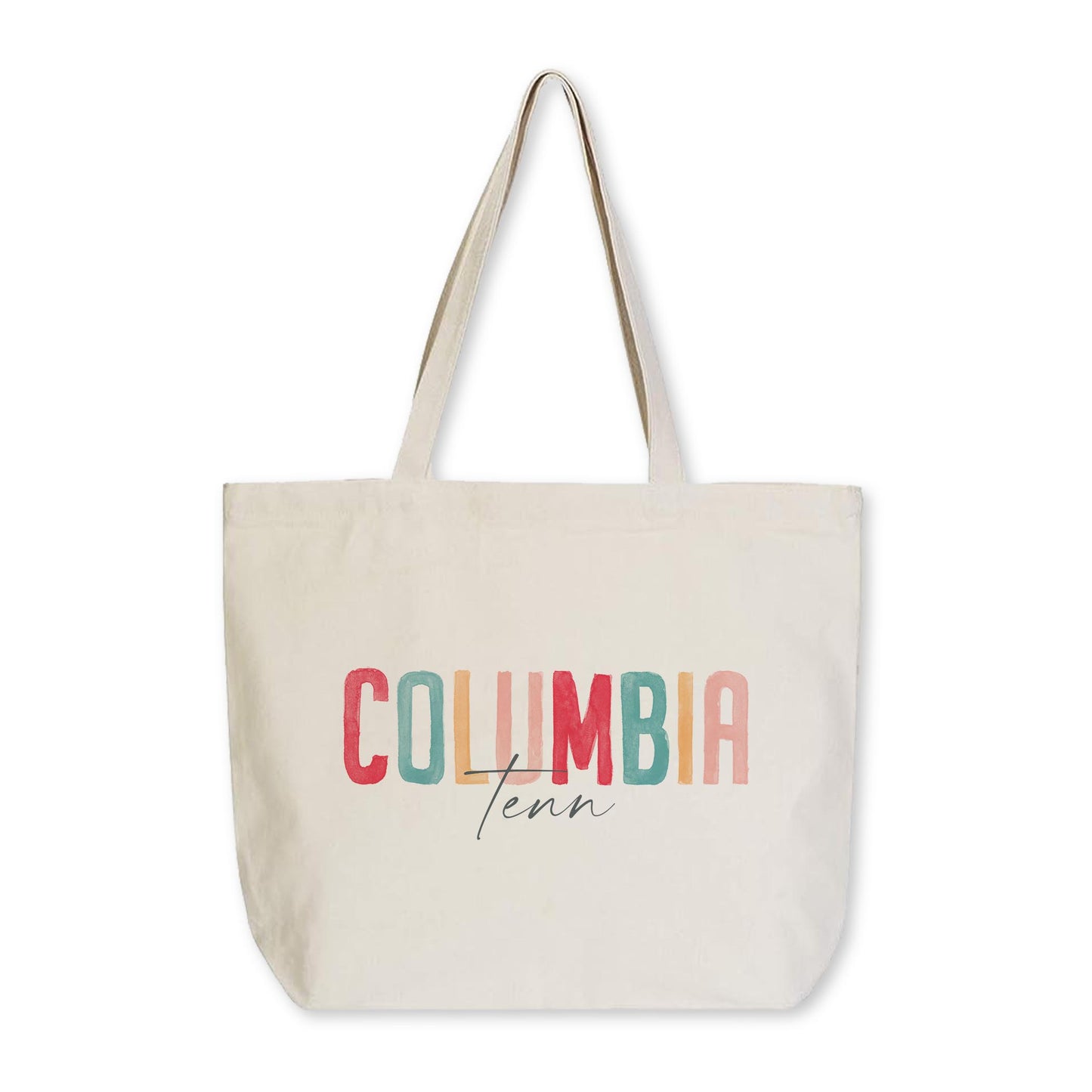 Tote Bag Natural Canvas-Watercolor City Columbia Tenn -0